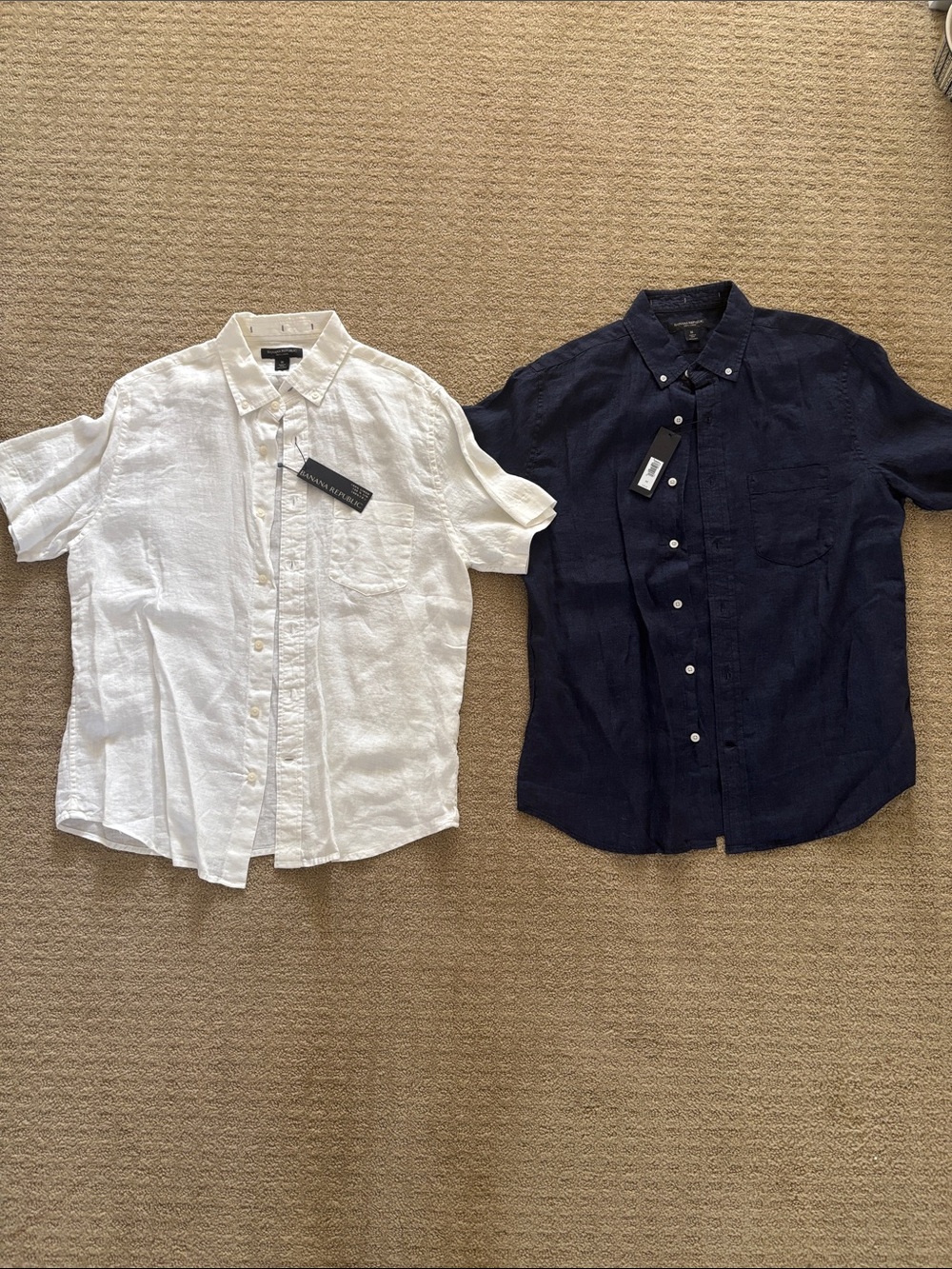 Men’s Short Sleeve Linen Shirts (M)